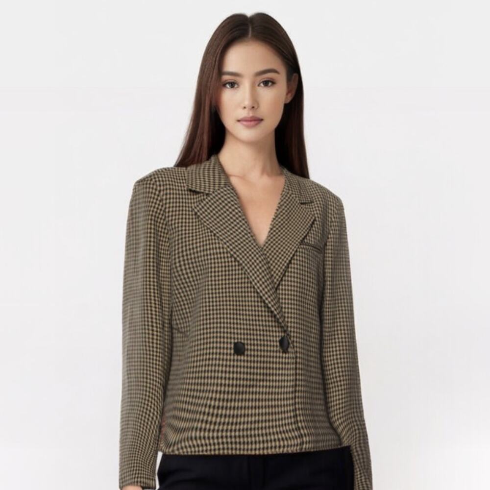 House of Harlow Houndstooth Button Front Blazer Jacket